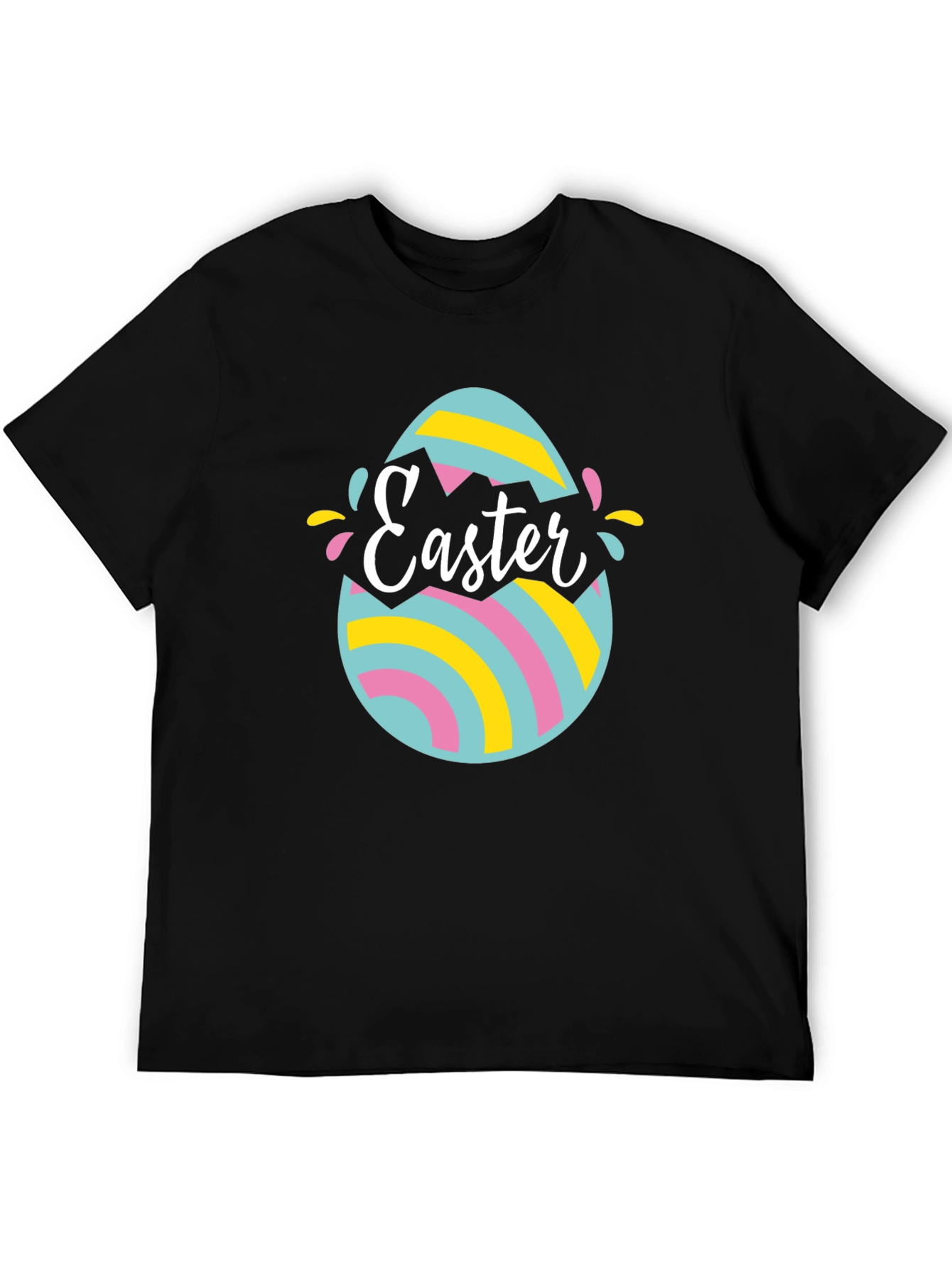 Camiseta Negra con Diseño de Huevo de Pascua