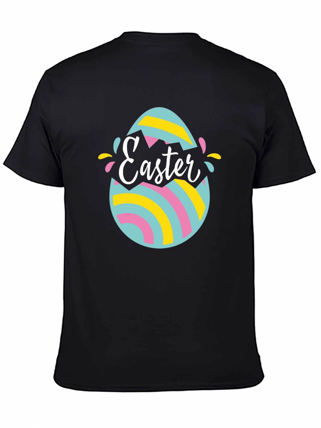 Camiseta Negra con Diseño de Huevo de Pascua
