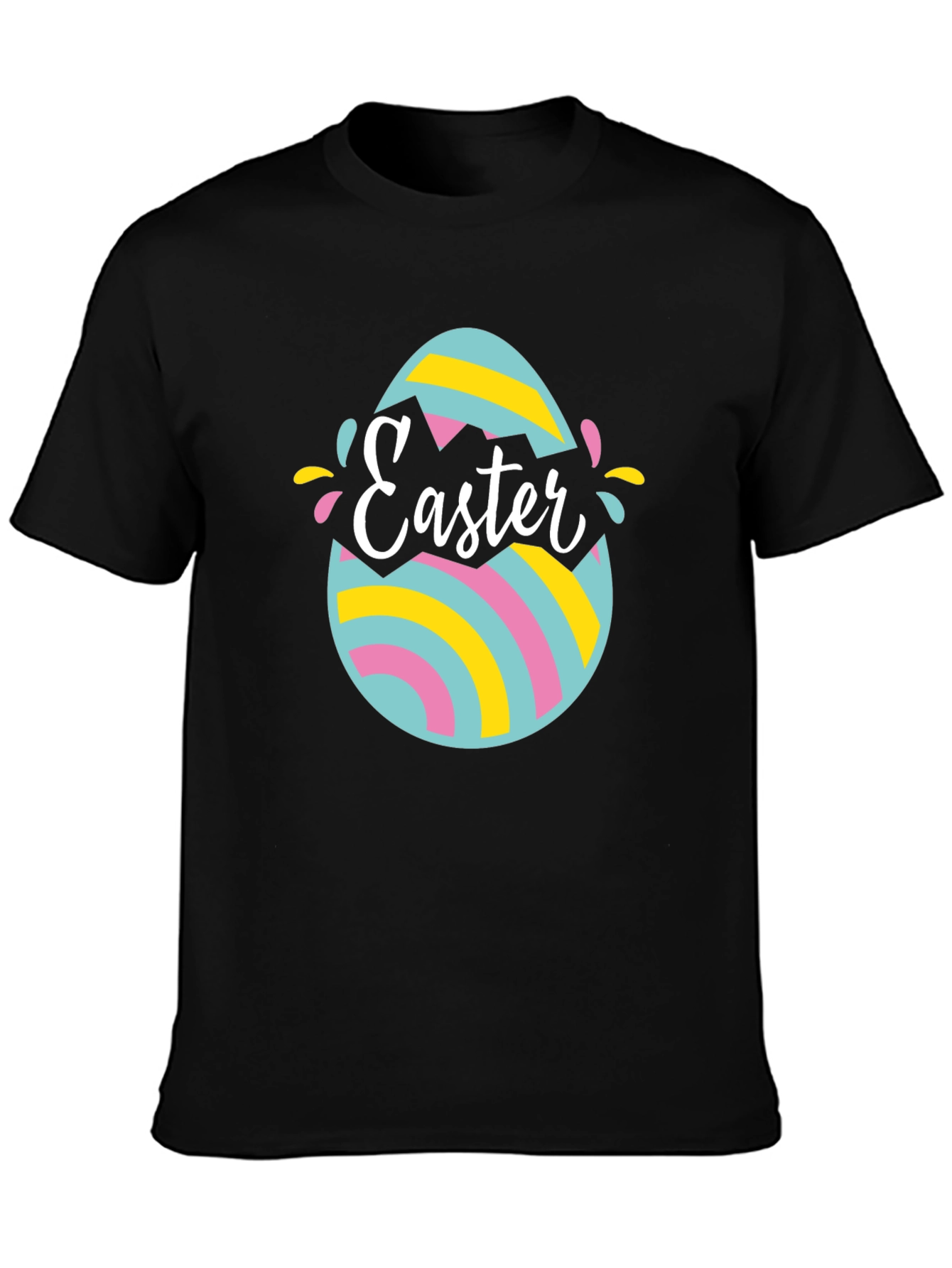 Camiseta Negra con Diseño de Huevo de Pascua
