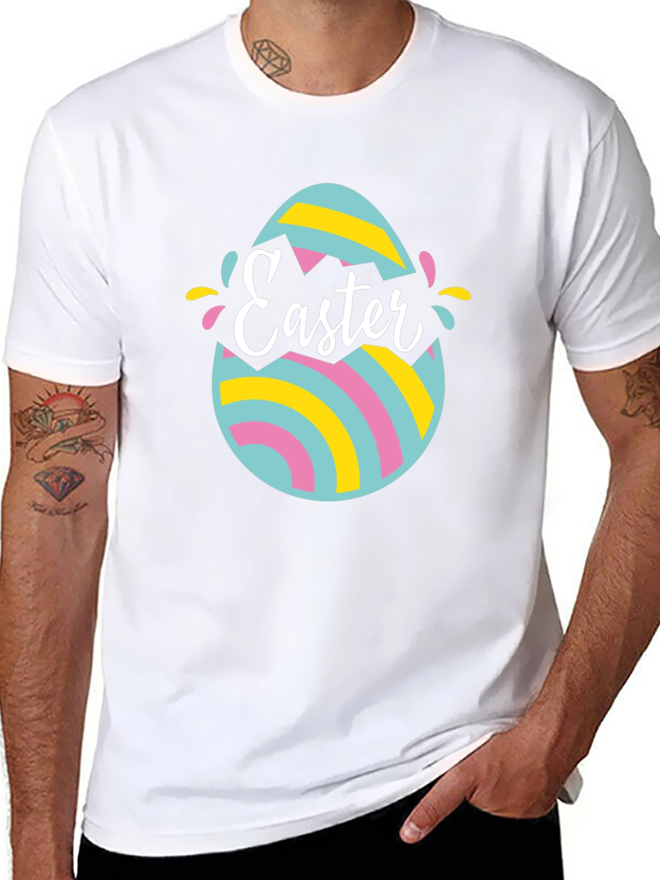 Camiseta Negra con Diseño de Huevo de Pascua