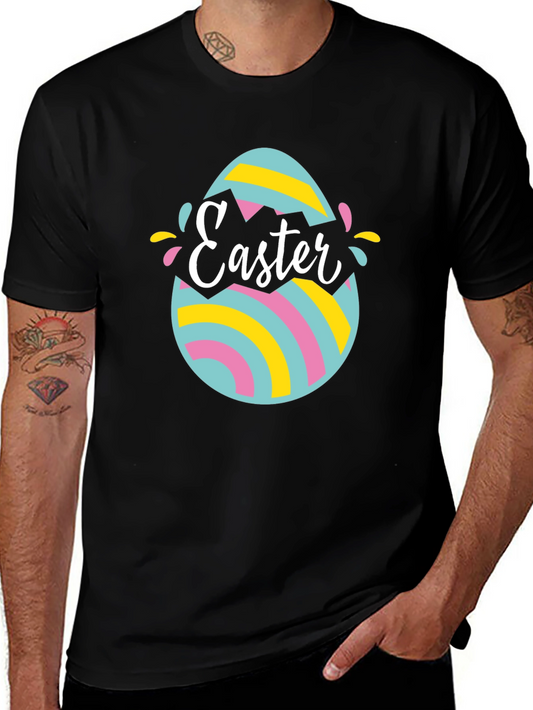 Camiseta Negra con Diseño de Huevo de Pascua