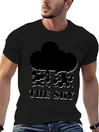 Camiseta Negra The Sky con Estampado de Nube