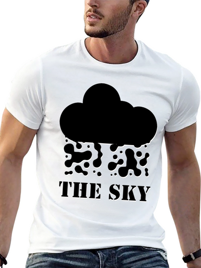 Camiseta Negra The Sky con Estampado de Nube