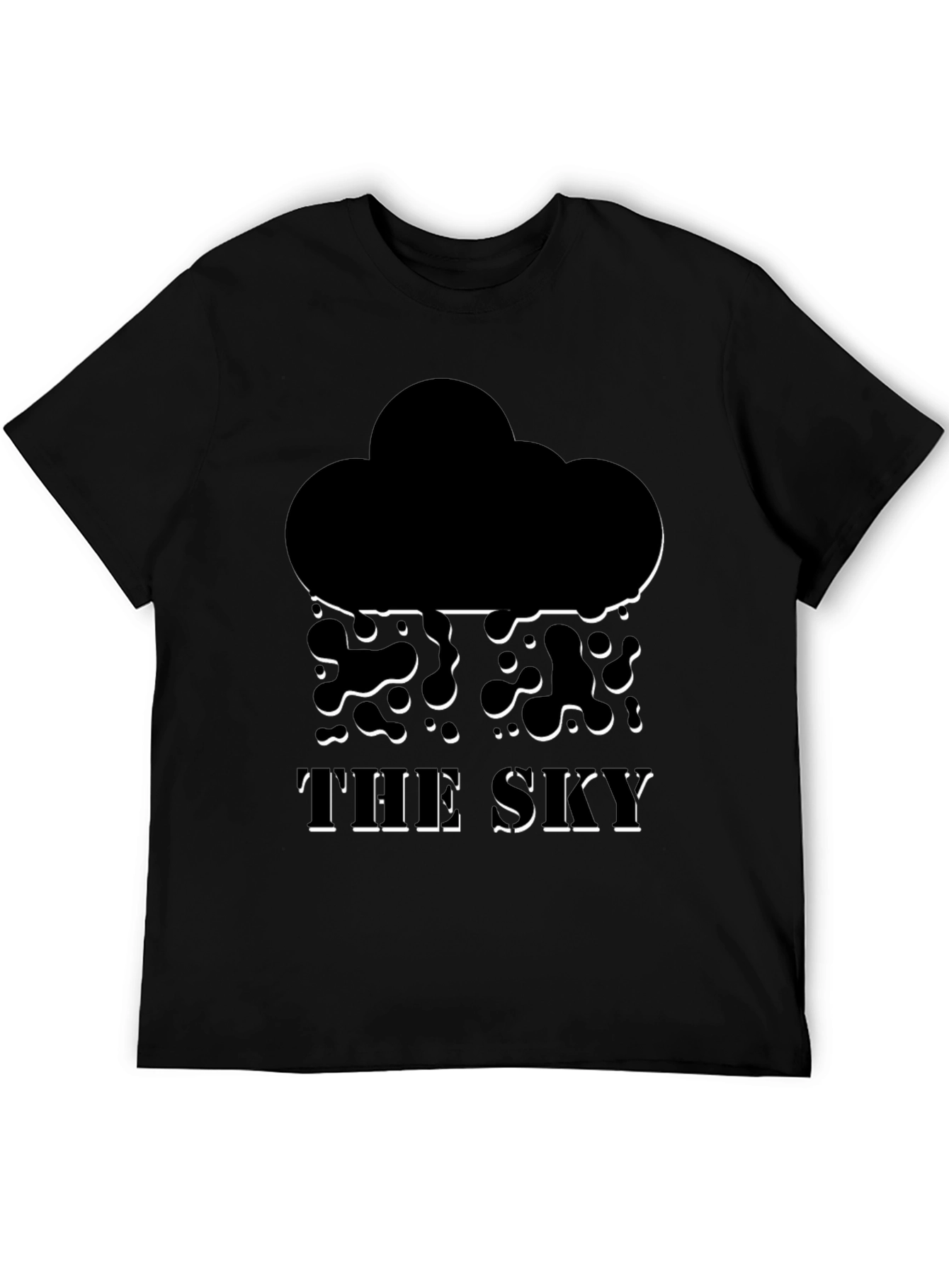 Camiseta Negra The Sky con Estampado de Nube