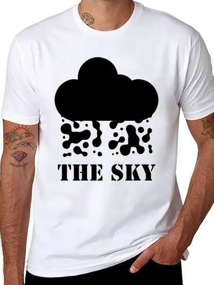 Camiseta Negra The Sky con Estampado de Nube
