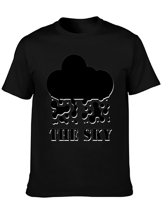 Camiseta Negra The Sky con Estampado de Nube