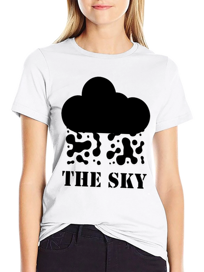 Camiseta Negra The Sky con Estampado de Nube
