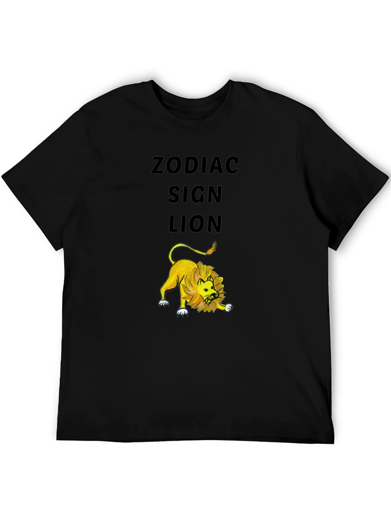 Camiseta Negra Signo Zodiaco Leo Hombre
