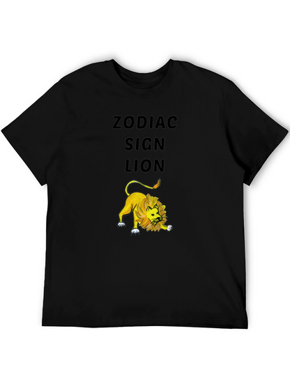 Camiseta Negra Signo Zodiaco Leo Hombre