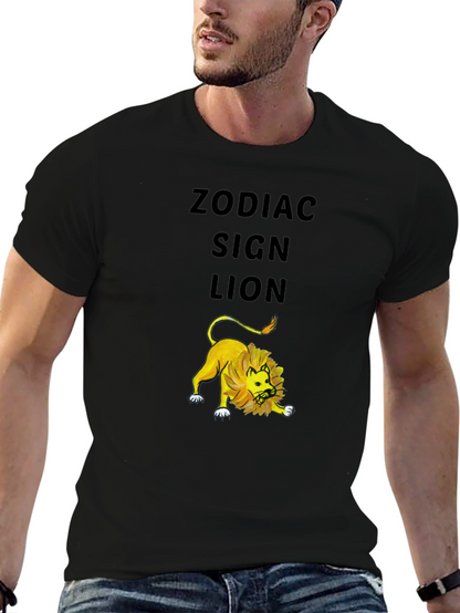 Camiseta Negra Signo Zodiaco Leo Hombre
