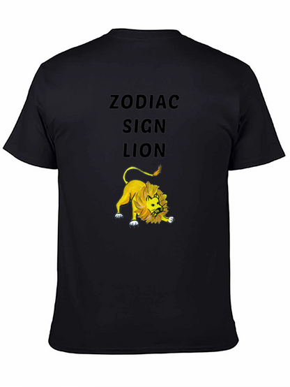Camiseta Negra Signo Zodiaco Leo Hombre