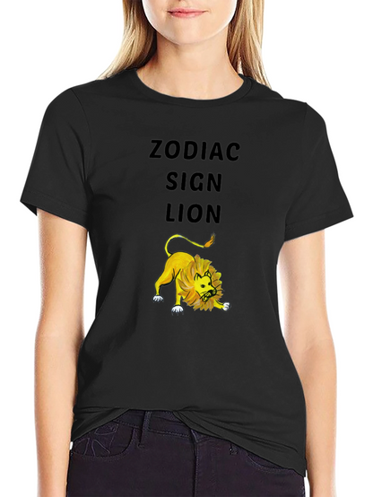 Camiseta Negra Signo Zodiaco Leo Hombre