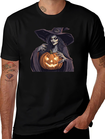 Camiseta Negra Halloween Bruja Calabaza