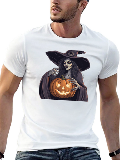 Camiseta Negra Halloween Bruja Calabaza