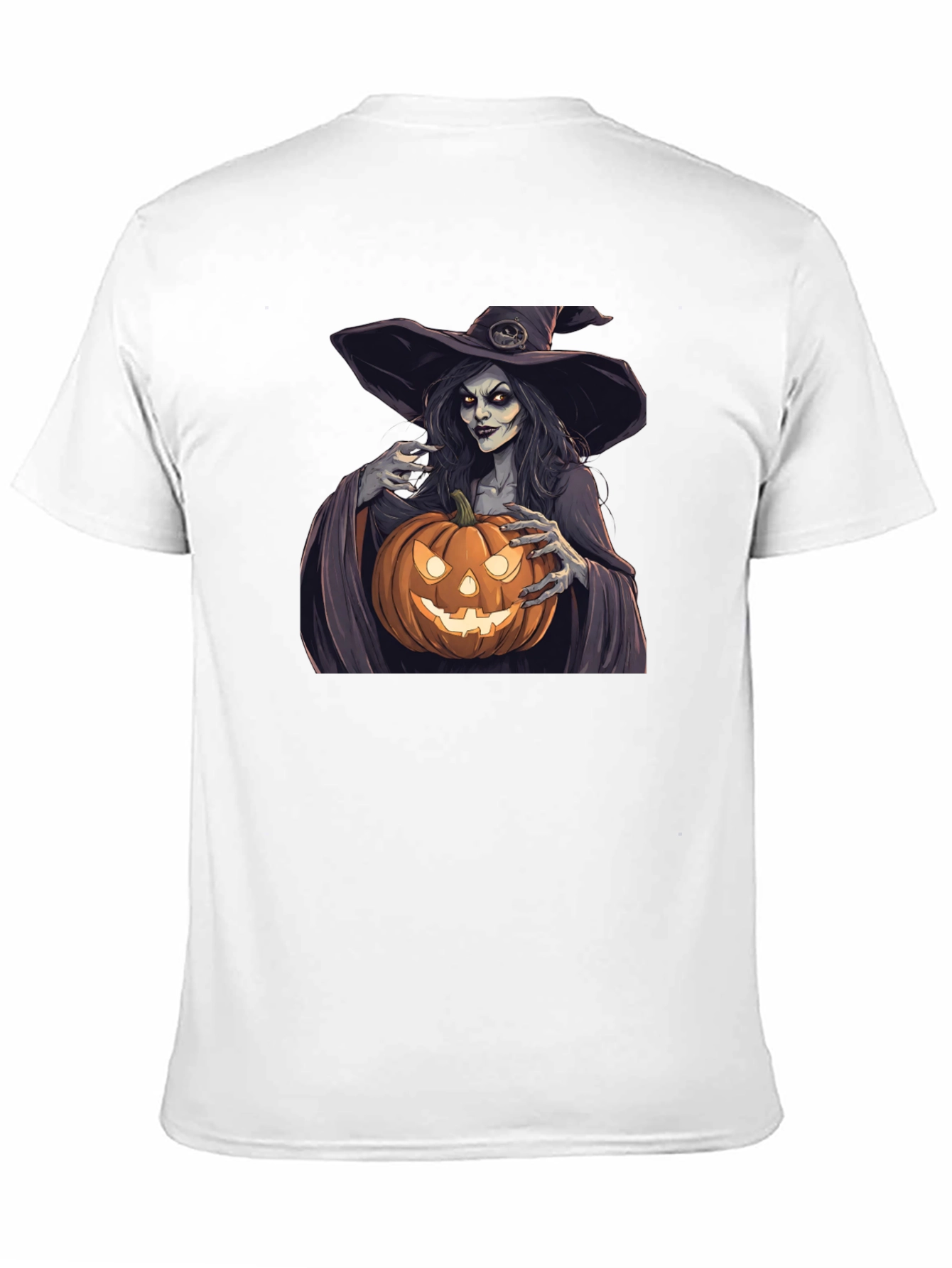 Camiseta Negra Halloween Bruja Calabaza