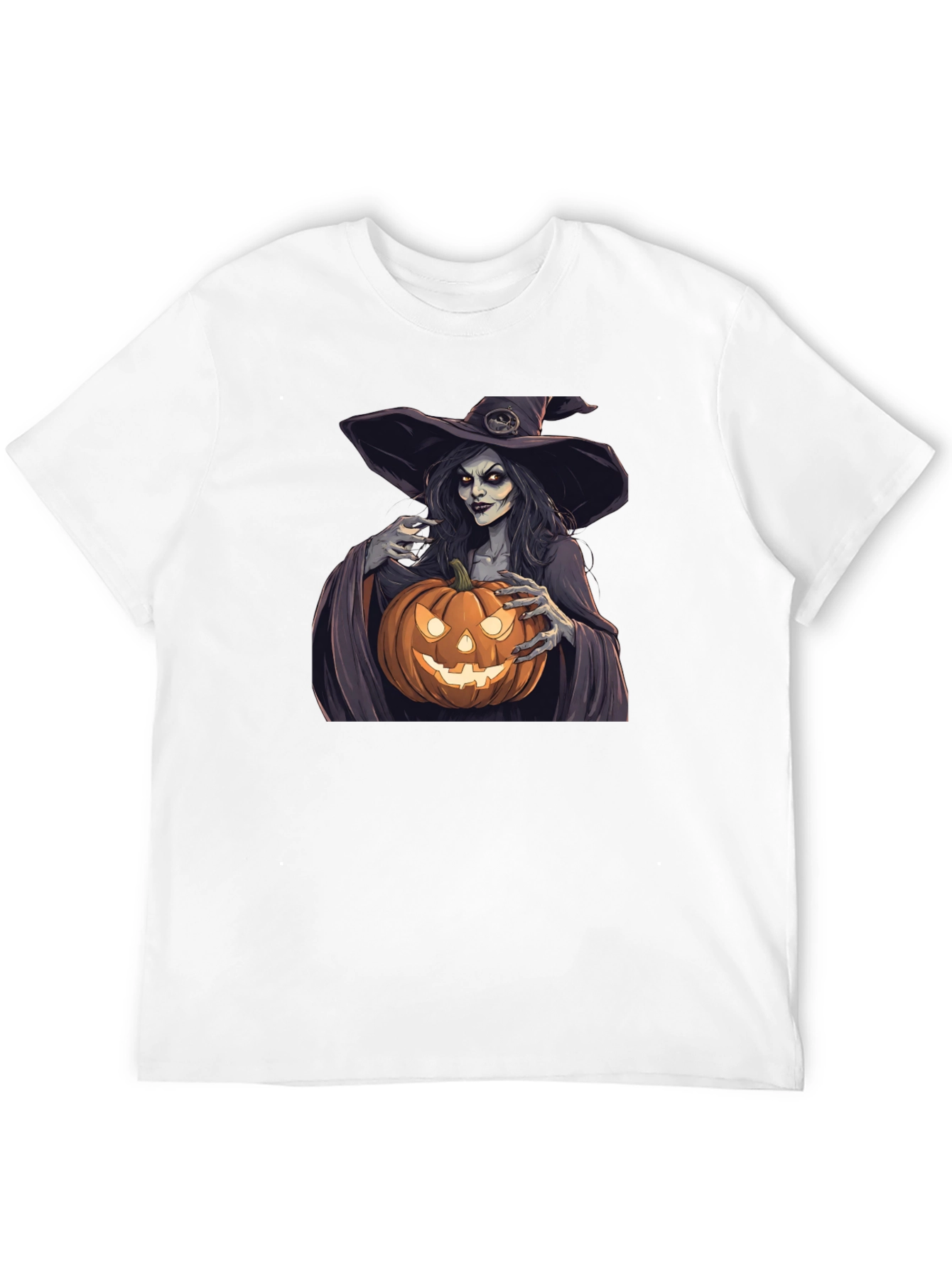 Camiseta Negra Halloween Bruja Calabaza