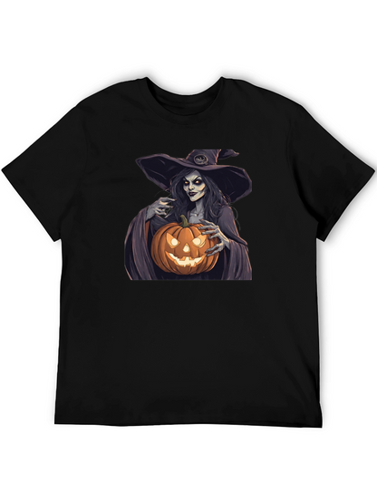 Camiseta Negra Halloween Bruja Calabaza