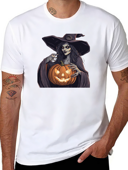 Camiseta Negra Halloween Bruja Calabaza