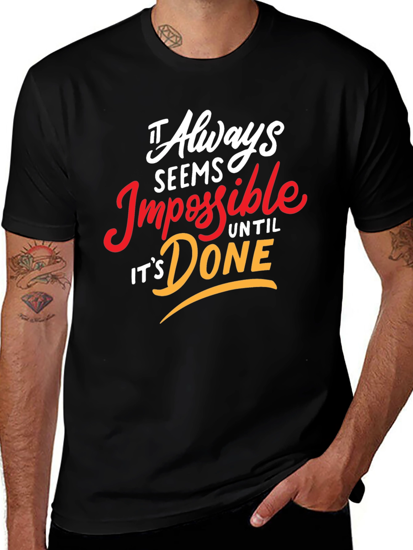 Camiseta Negra Motivacional: Siempre Imposible Hasta Que Se Hace