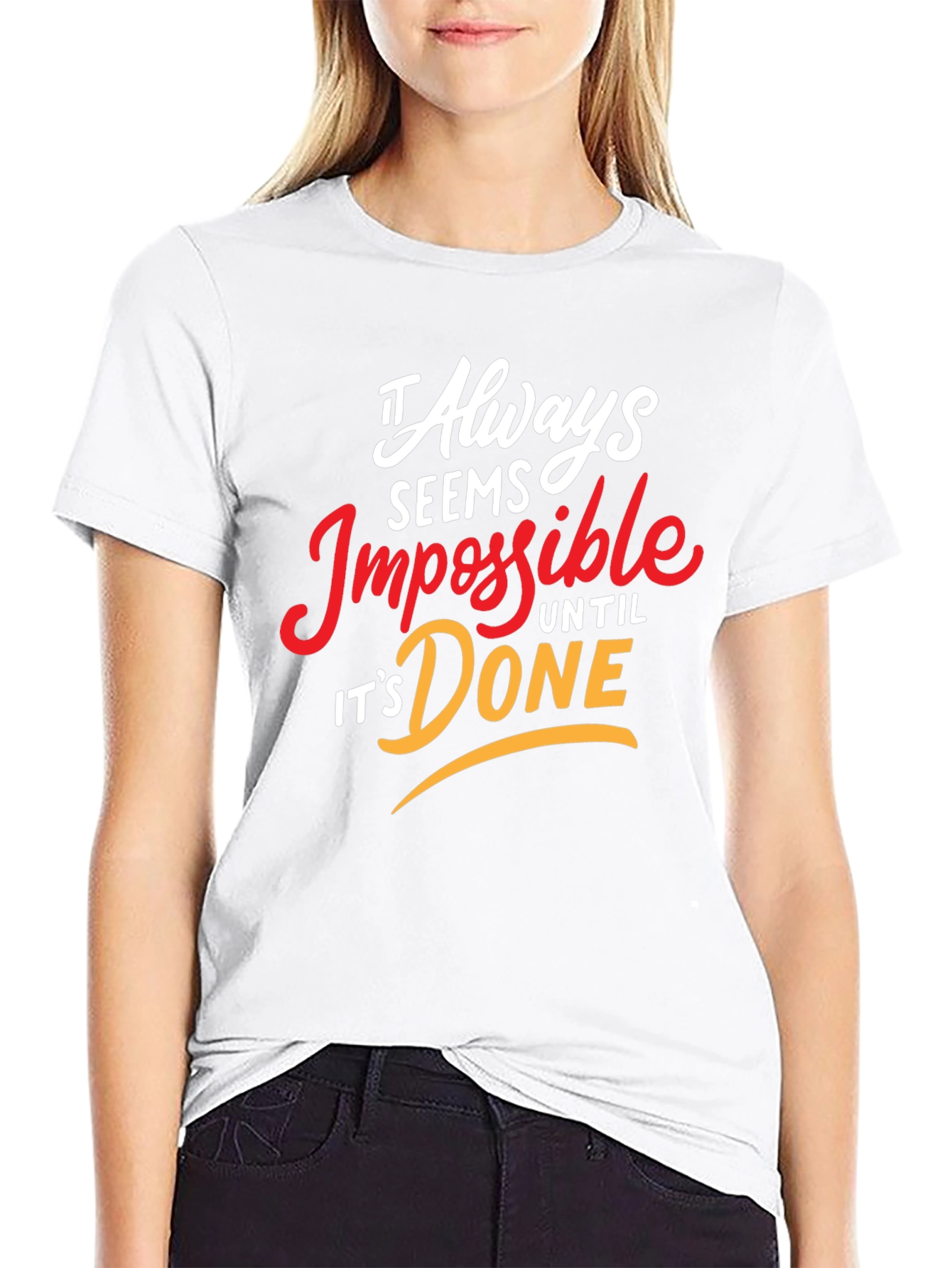 Camiseta Negra Motivacional: Siempre Imposible Hasta Que Se Hace