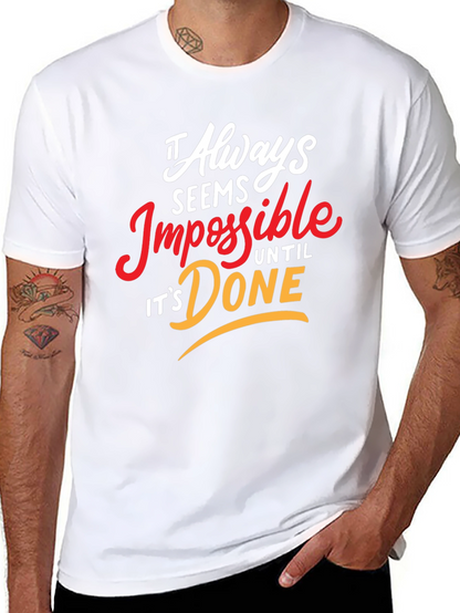 Camiseta Negra Motivacional: Siempre Imposible Hasta Que Se Hace