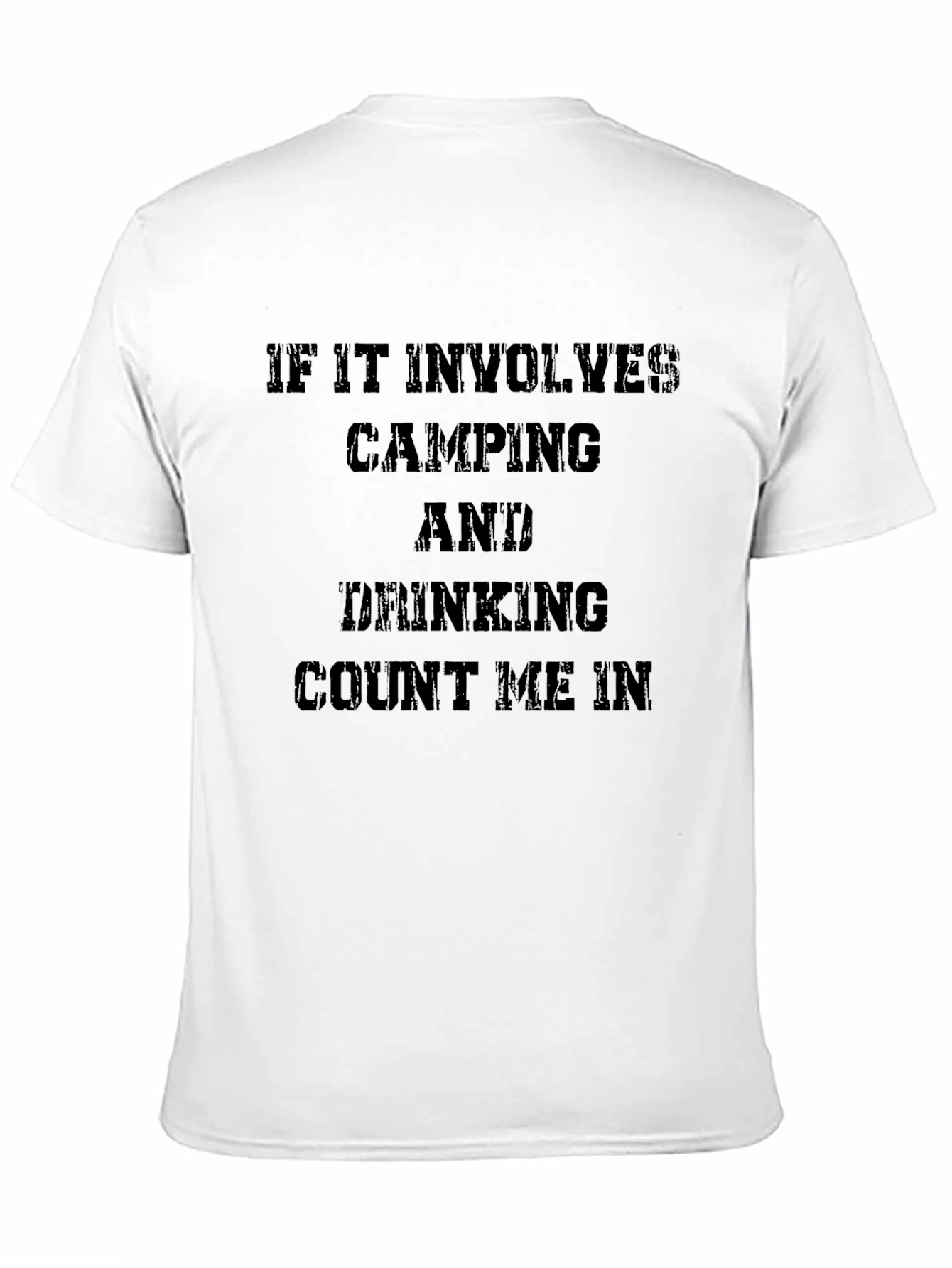 Camiseta Negra: Camping y Bebidas - ¡Cuenta Conmigo!