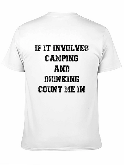 Camiseta Negra: Camping y Bebidas - ¡Cuenta Conmigo!