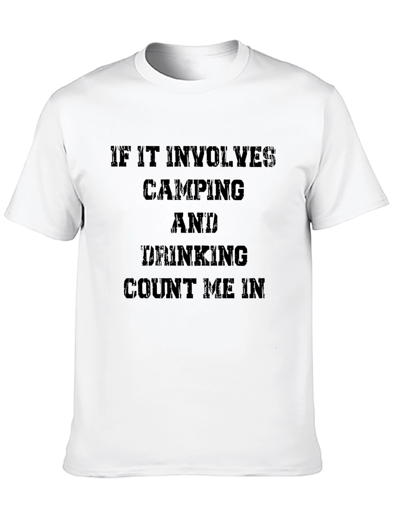 Camiseta Negra: Camping y Bebidas - ¡Cuenta Conmigo!