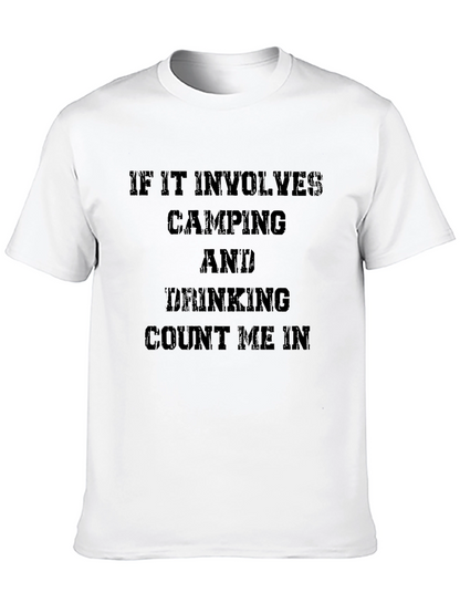 Camiseta Negra: Camping y Bebidas - ¡Cuenta Conmigo!