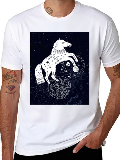 Camiseta Negra con Diseño de Caballo Celestial