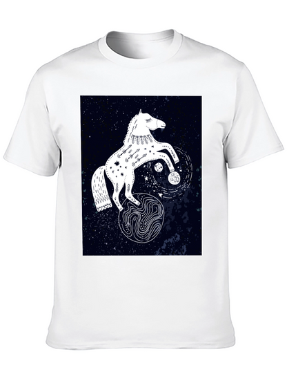 Camiseta Negra con Diseño de Caballo Celestial