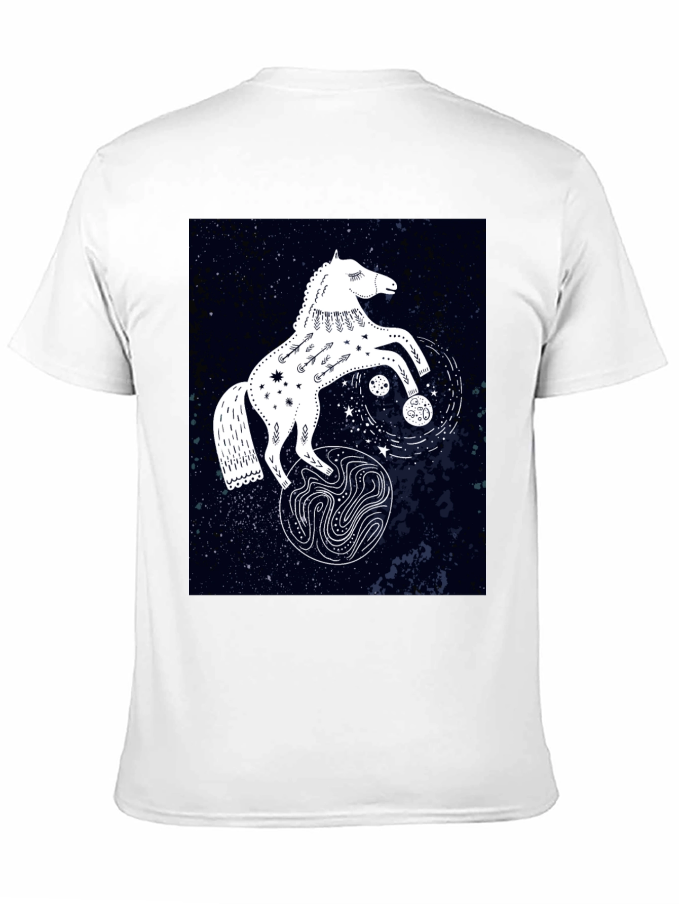 Camiseta Negra con Diseño de Caballo Celestial