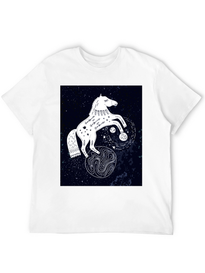 Camiseta Negra con Diseño de Caballo Celestial
