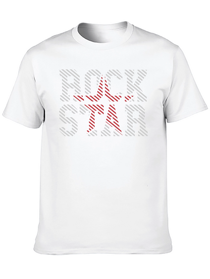 Camiseta Negra Rockstar con Estampado Rayado