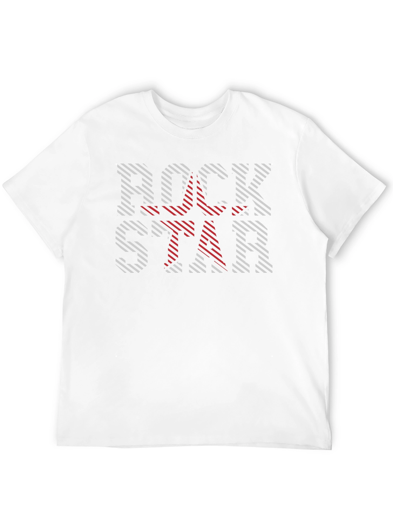 Camiseta Negra Rockstar con Estampado Rayado