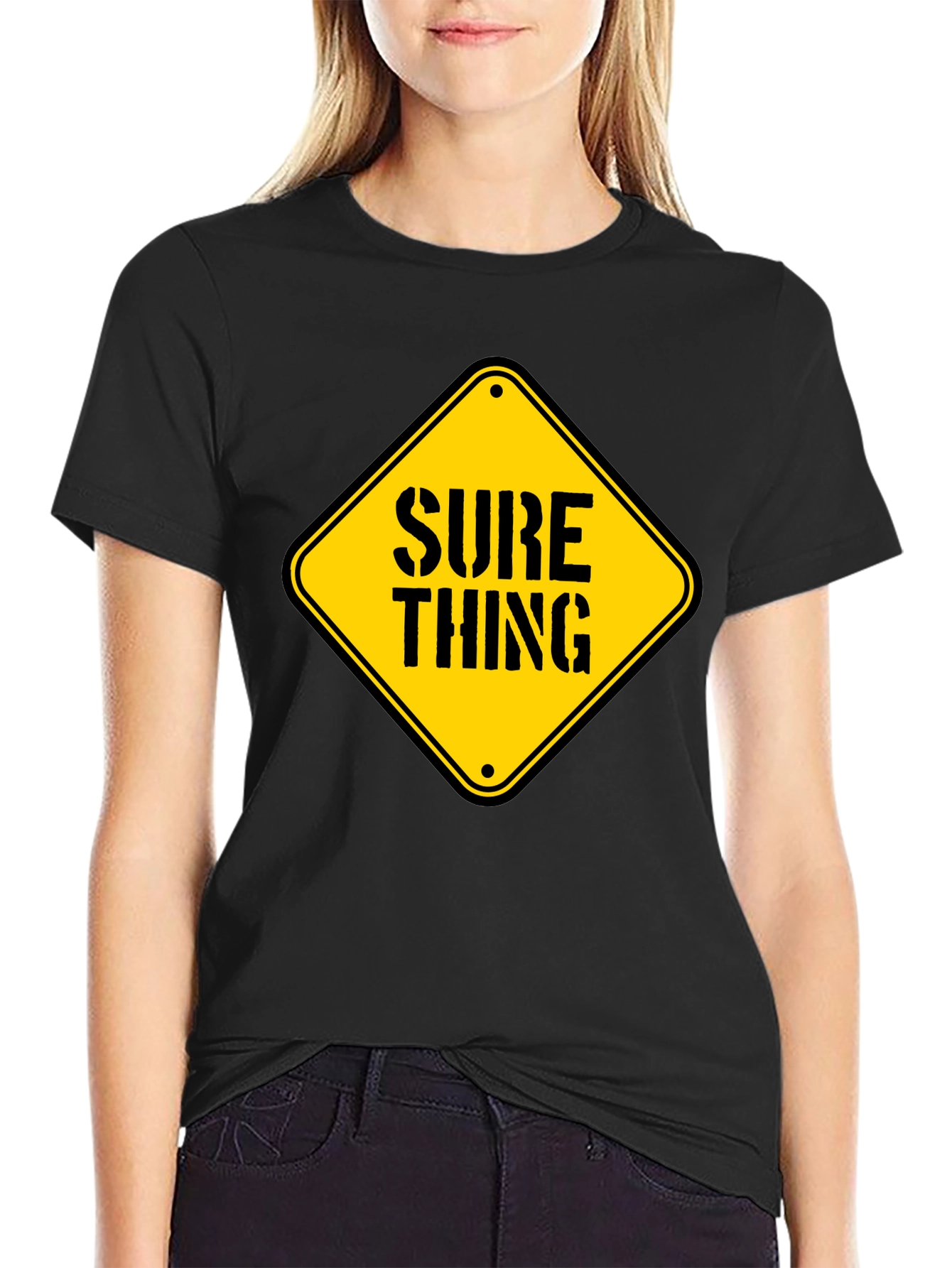 Camiseta Negra con Diseño Sure Thing