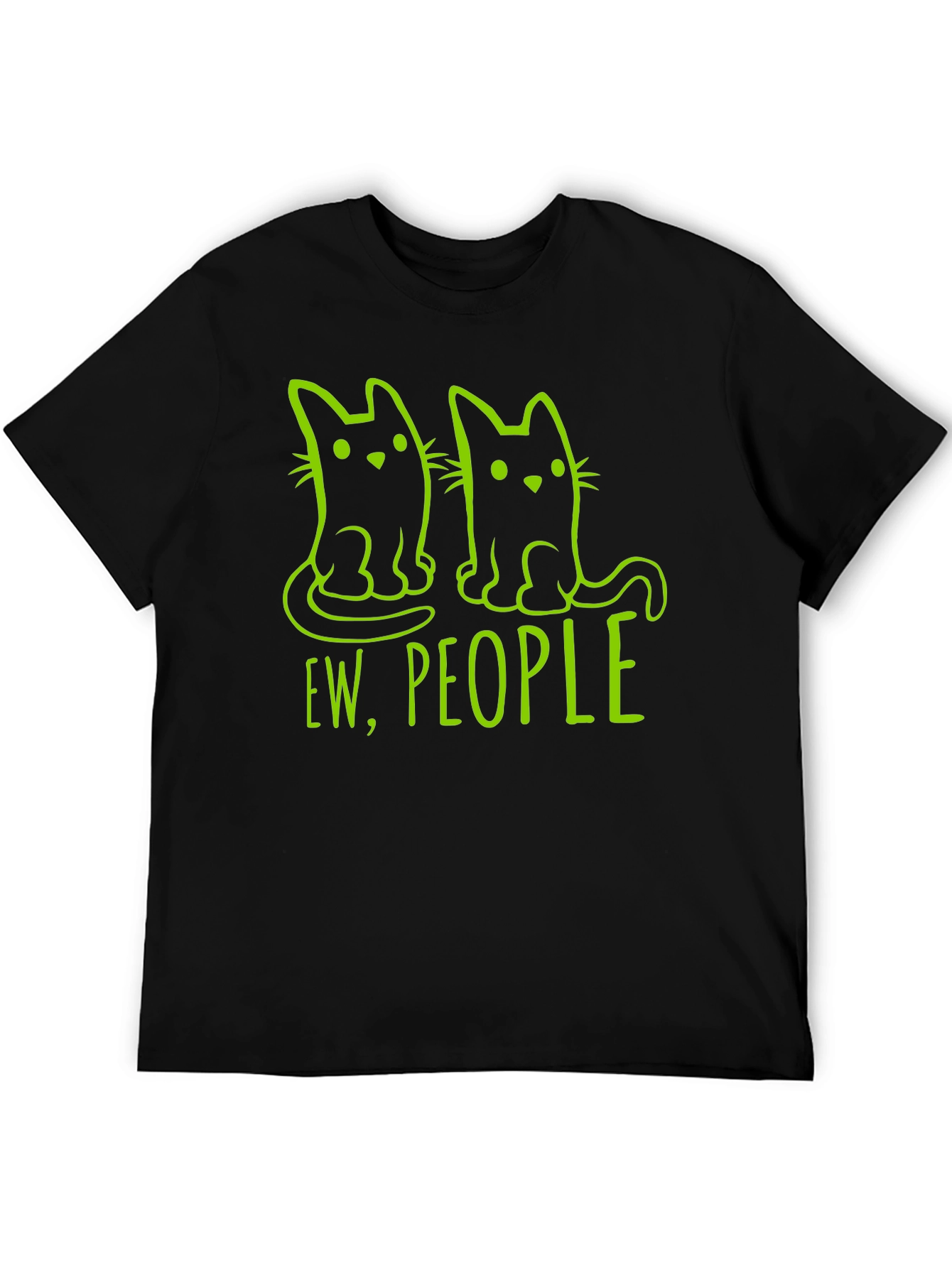 Camiseta Negra con Diseño de Gatos Ew People