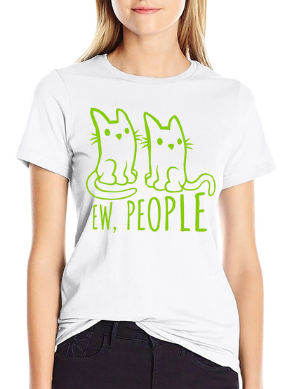 Camiseta Negra con Diseño de Gatos Ew People