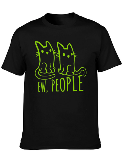 Camiseta Negra con Diseño de Gatos Ew People