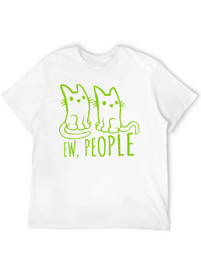 Camiseta Negra con Diseño de Gatos Ew People