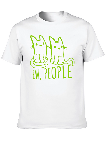 Camiseta Negra con Diseño de Gatos Ew People