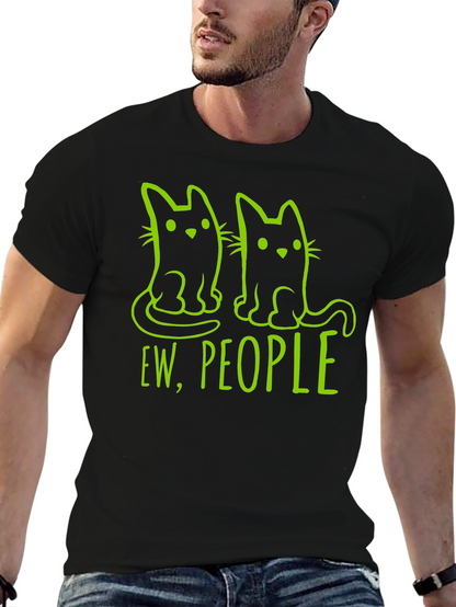 Camiseta Negra con Diseño de Gatos Ew People