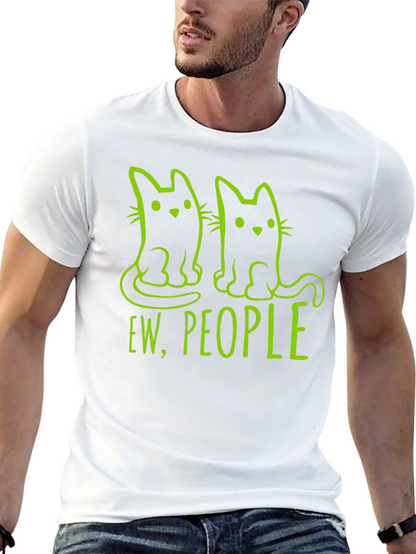 Camiseta Negra con Diseño de Gatos Ew People