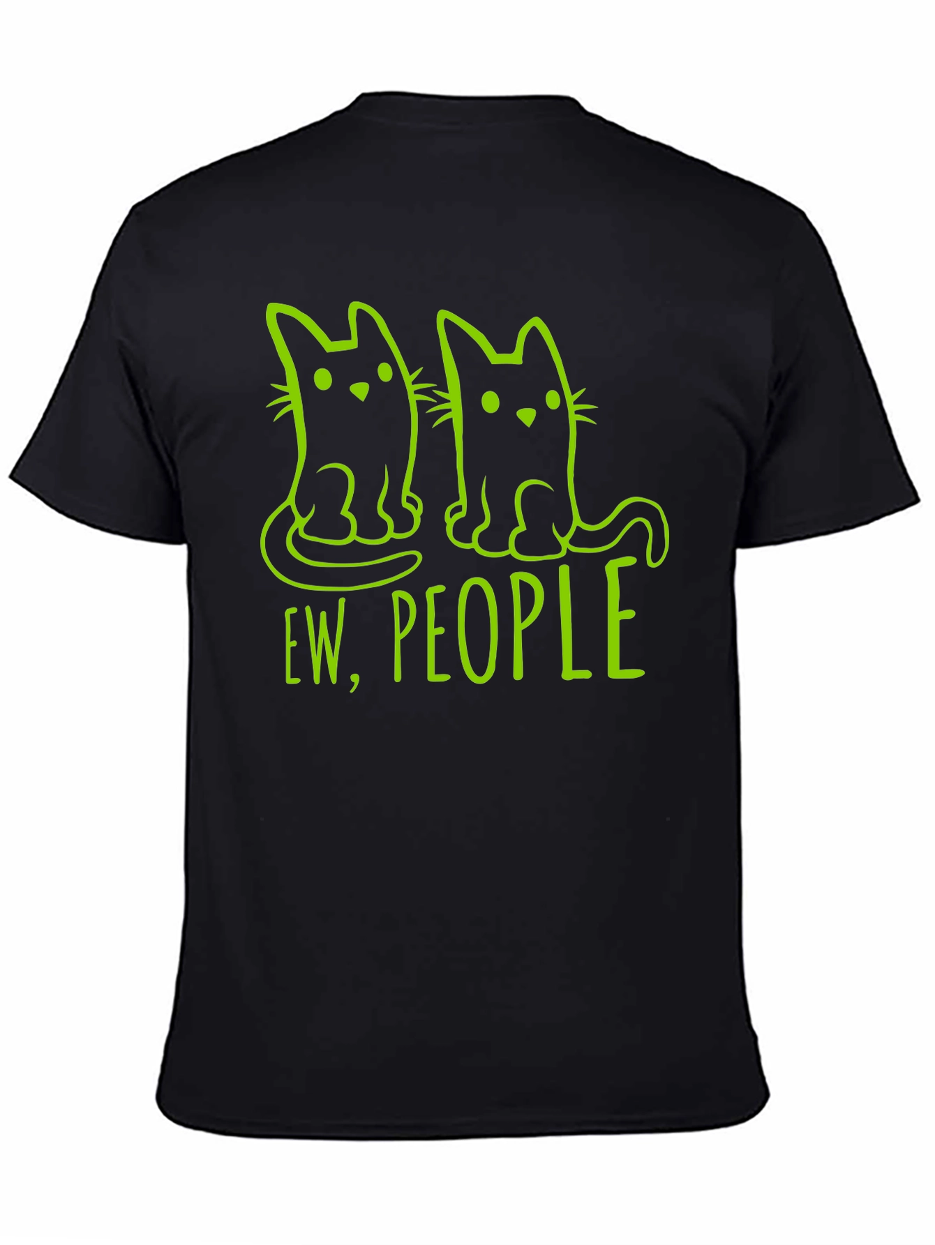Camiseta Negra con Diseño de Gatos Ew People