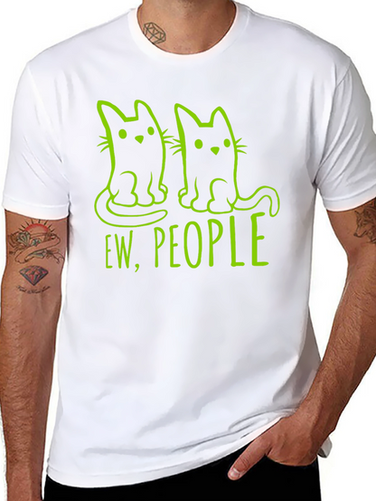 Camiseta Negra con Diseño de Gatos Ew People
