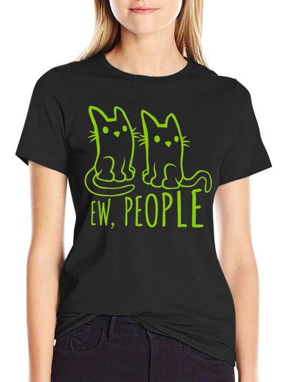 Camiseta Negra con Diseño de Gatos Ew People
