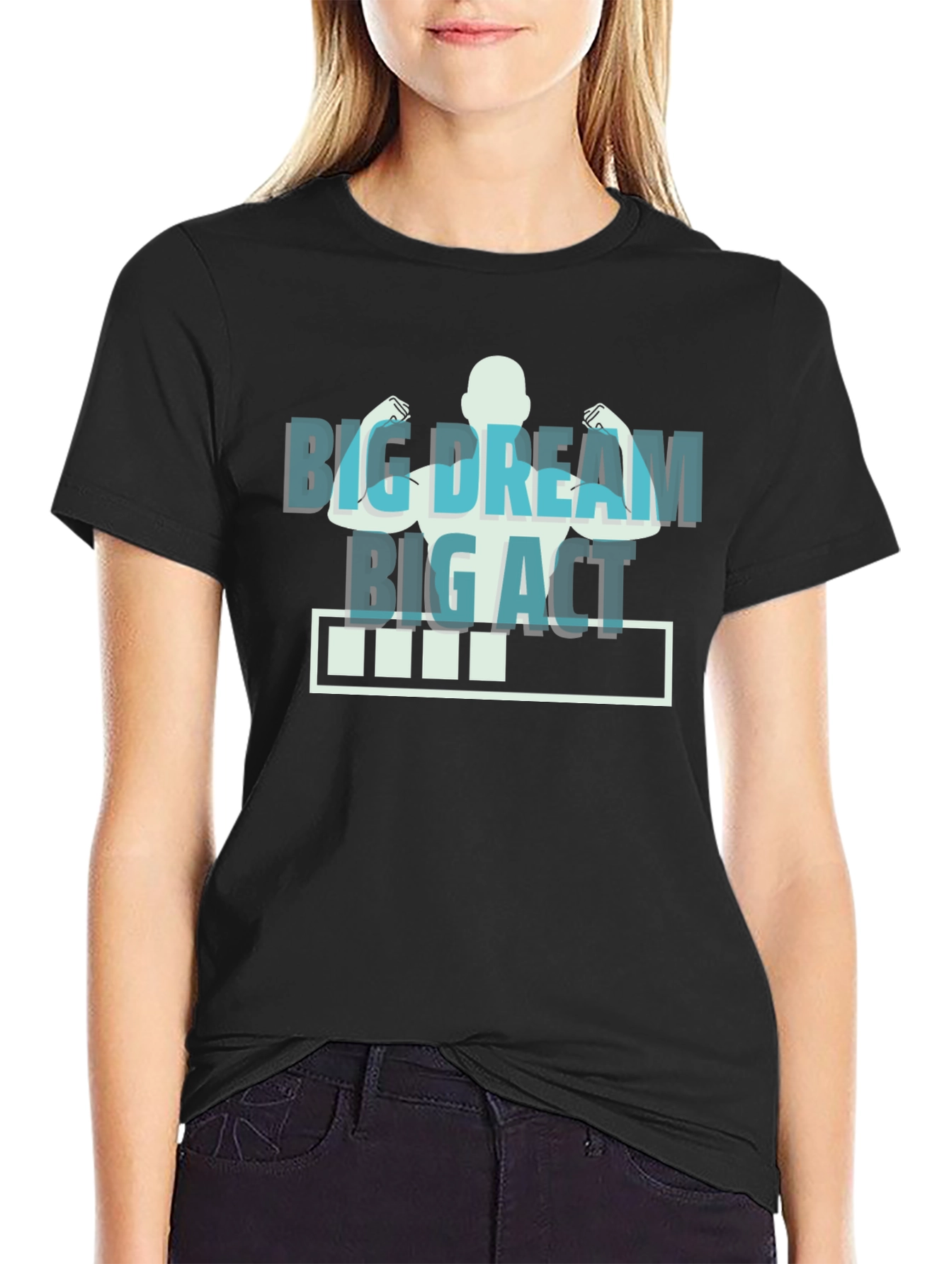 Camiseta Negra Motivacional: Sueña en Grande Actúa Ya