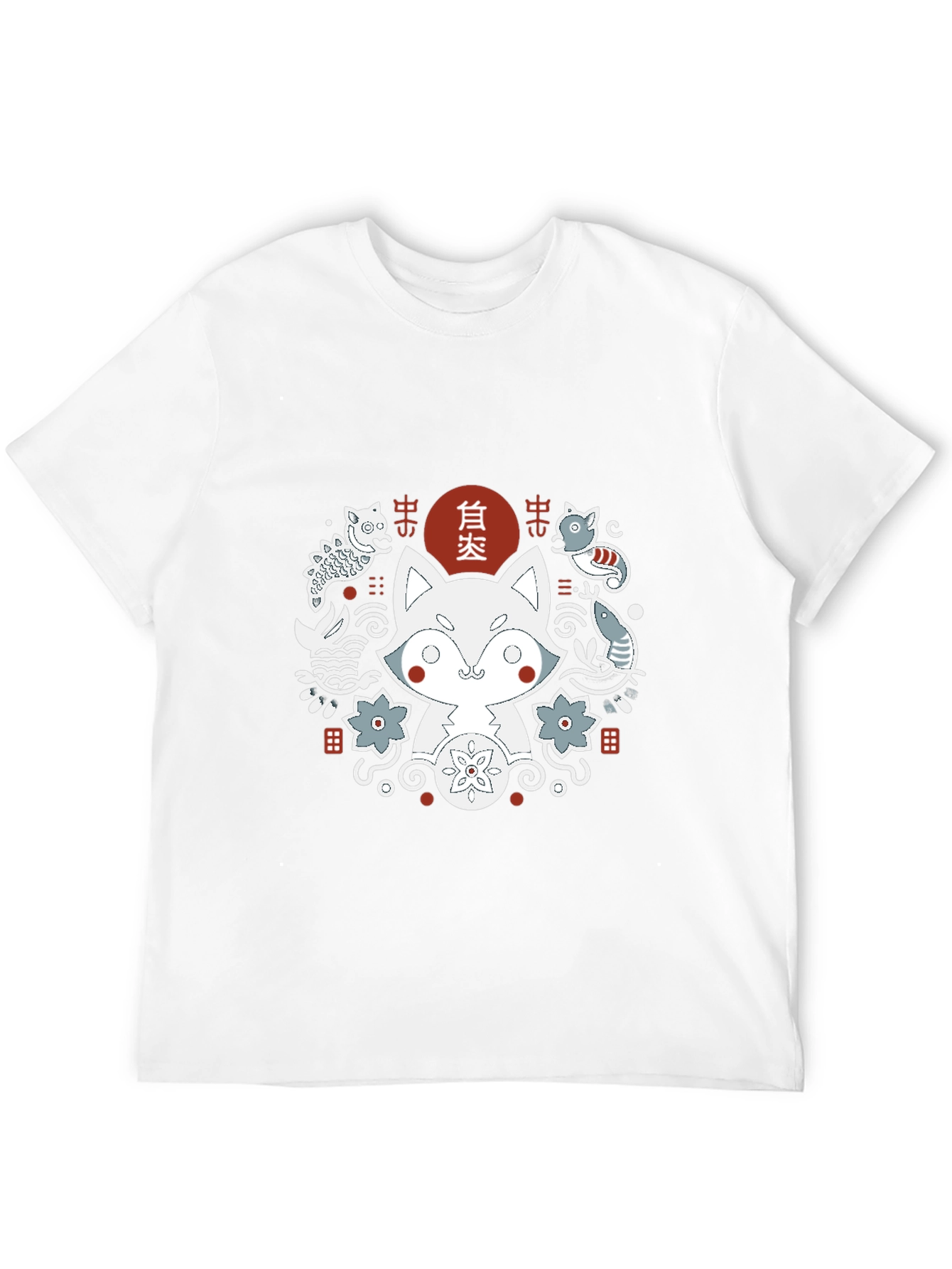 Camiseta Negra con Diseño Japonés de Zorro