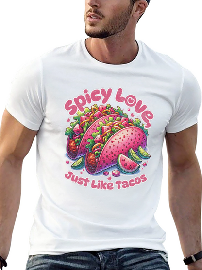 Camiseta Negra Estampada Spicy Love Tacos