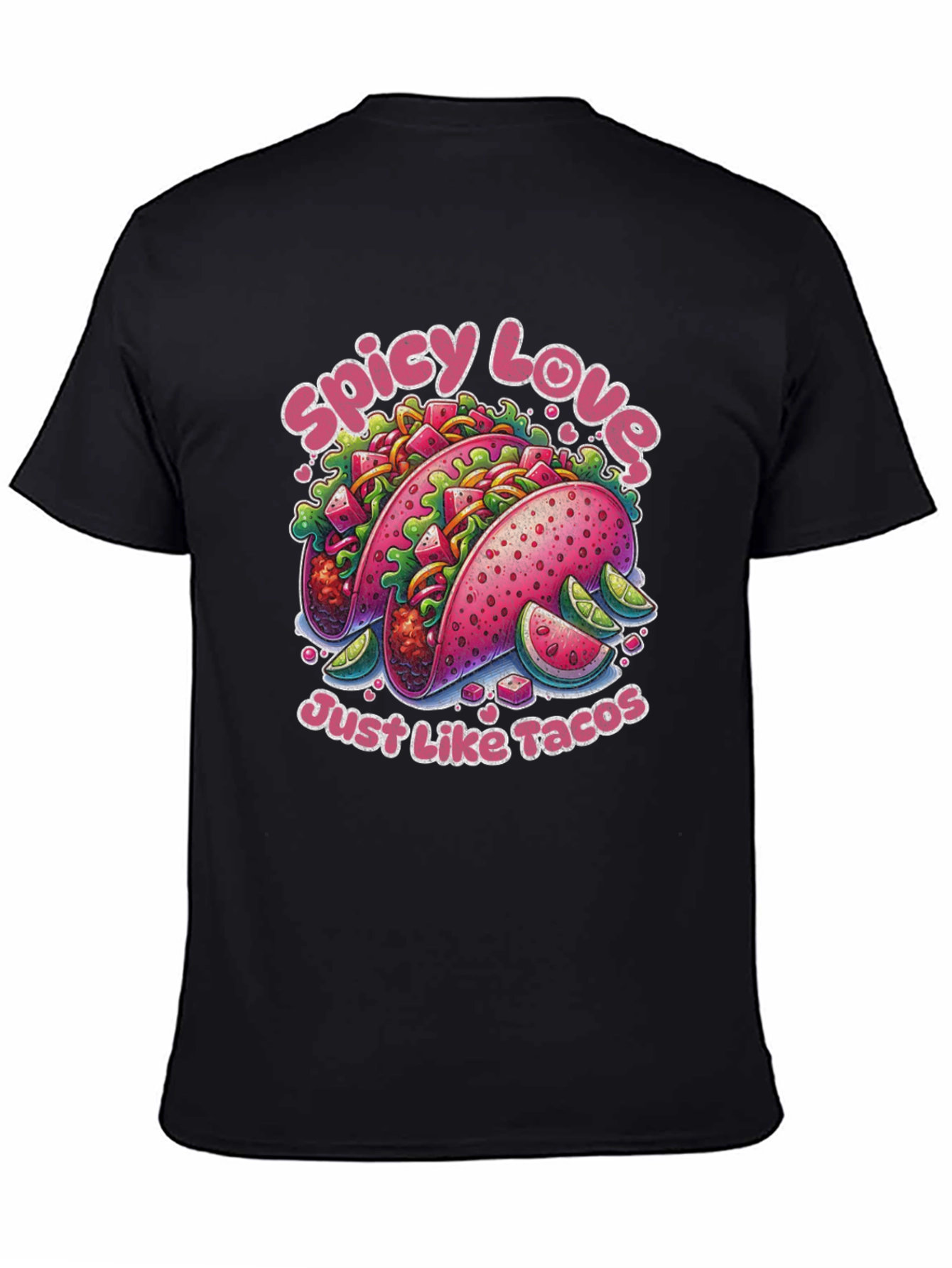 Camiseta Negra Estampada Spicy Love Tacos
